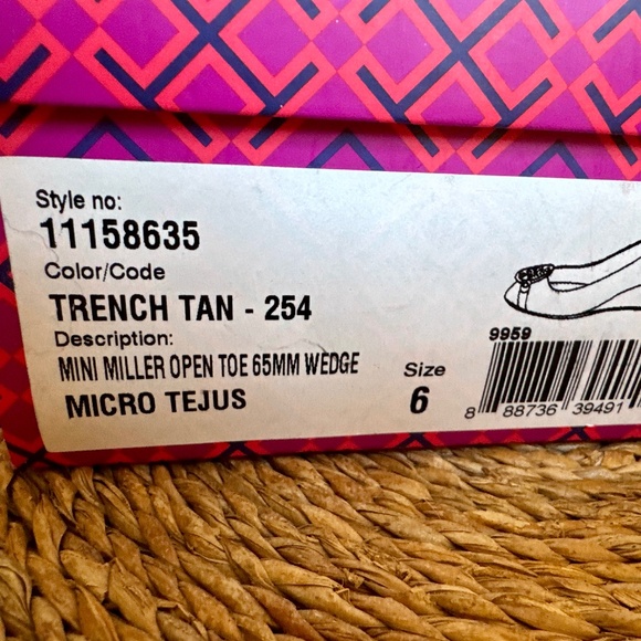 Tory Burch - Mini Miller Open Toe 65mm Wedge - Color Trench Tan - Size 6 - Picture 11 of 11